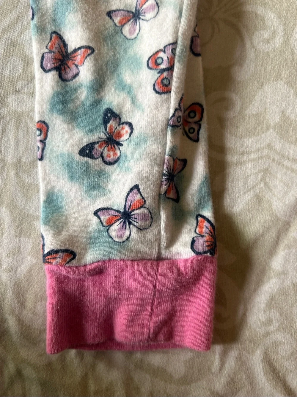 wonder nation White and Pink Butterfly Long-Sleeve Pajama Set